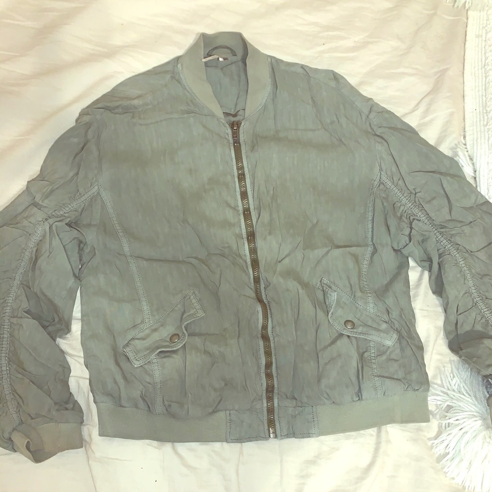 Free people green bomber jacket